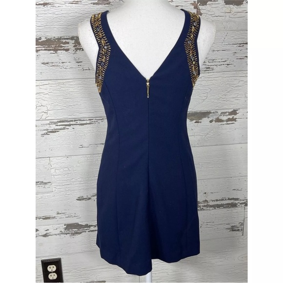 LILLY PULITZER Largo Sleeveless Beaded Dress Navy Size 2 - Picture 4 of 4